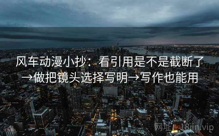 风车动漫小抄：看引用是不是截断了→做把镜头选择写明→写作也能用